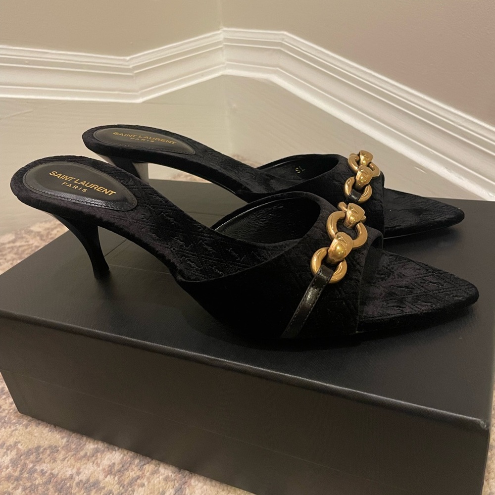 Ysl velour heel slipper